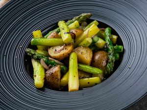 Roasted Asparagus w/ Baby Potatoes
