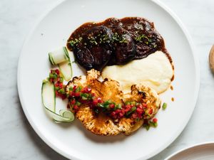 Roasted Cauliflower Steak and Grilled Portobello Mushrooms