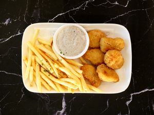 Quorn Crispy Nuggets with Fries and Truffle Vegan Mayonnaise