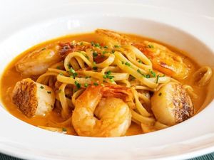 Seared Scallop And Prawn Pasta