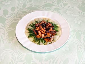 Braised Chinese Baby Cabbage, Wild Mushroom, Oyster Sauce