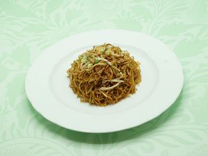 Braised Hong Kong Noodles, Shredded Chicken, Ginger, Spring Onions